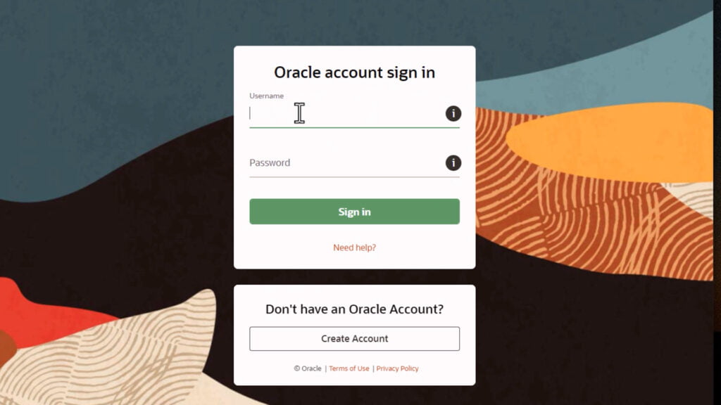 Creating an Oracle account to download the Java SDK for fixing the 'No JVM found' error.