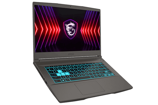 MSI THIN 15 B12UC-1435PH front view showcasing the 15.6" display and blue backlit keyboard
